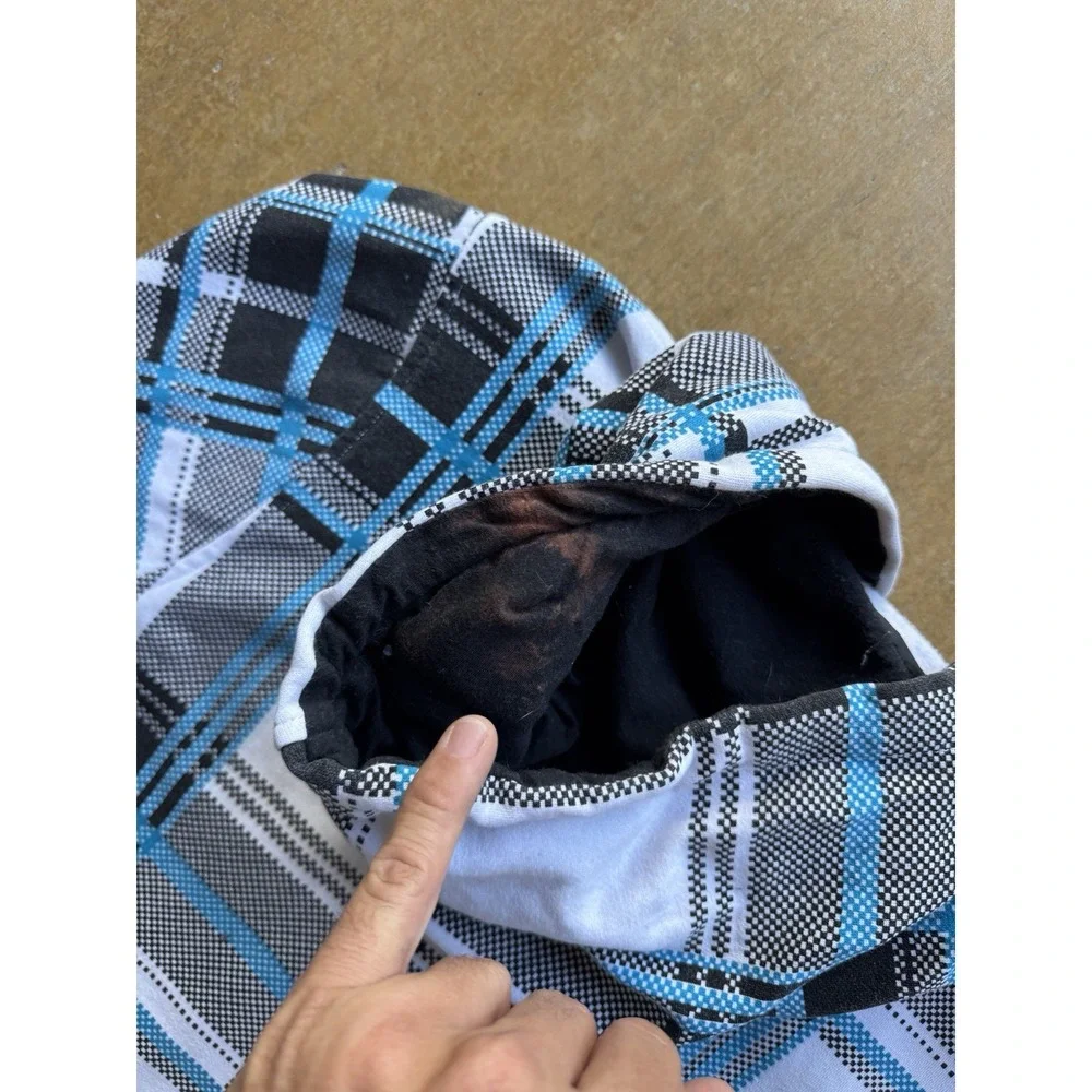 Hurley Heavyweight Plaid Zip Up Hoodie Jacket Skater Y2K Surfer Checkered (XL)